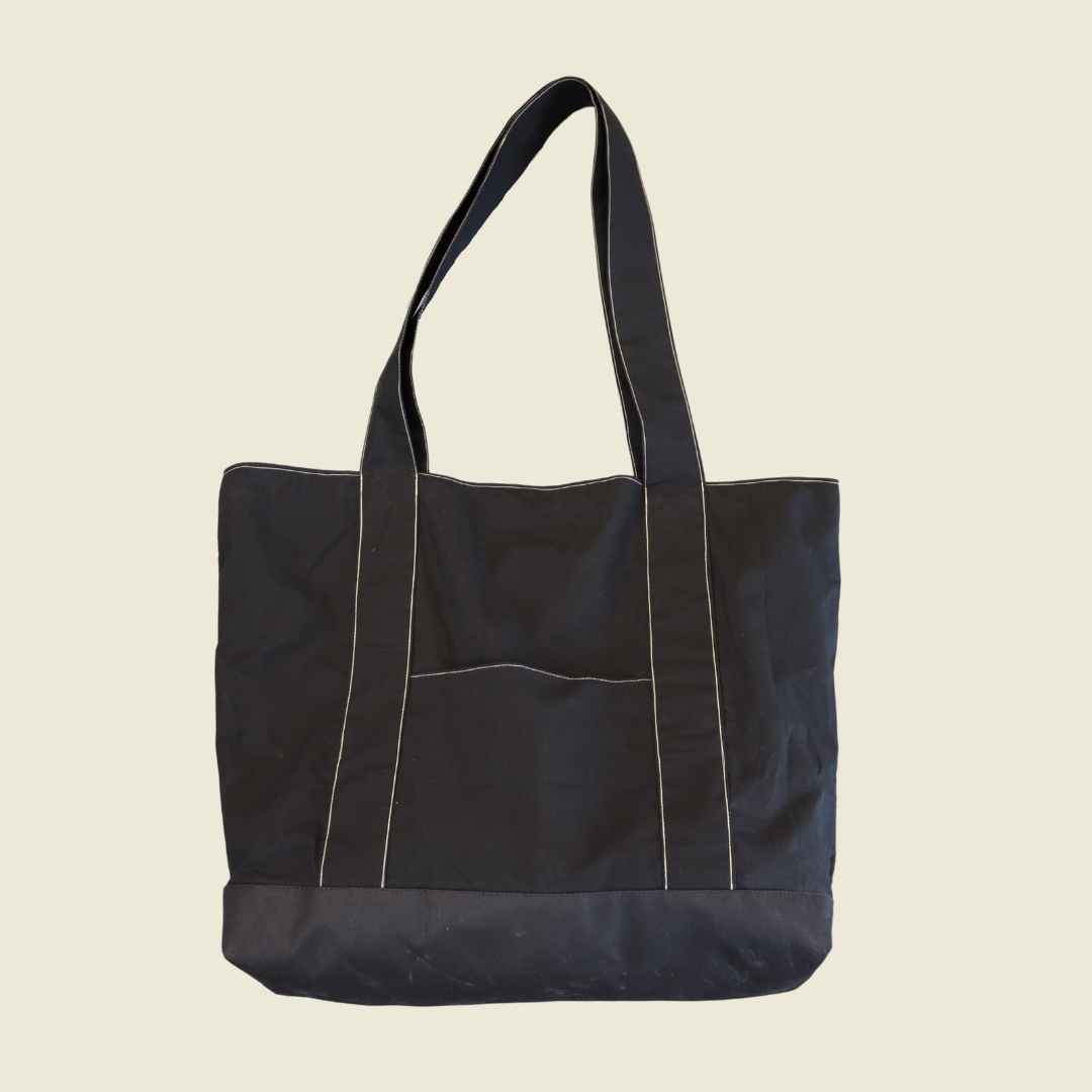 Black Dry Waxed Cotton - Big Tote