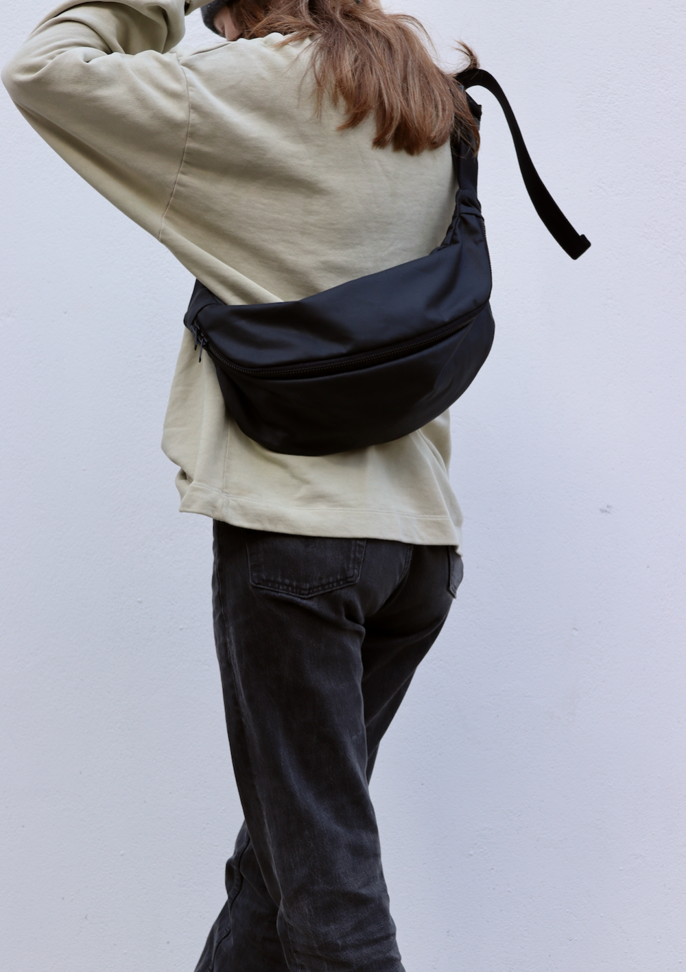 All-Black Waxed Canvas - Classic Crossbody Bag