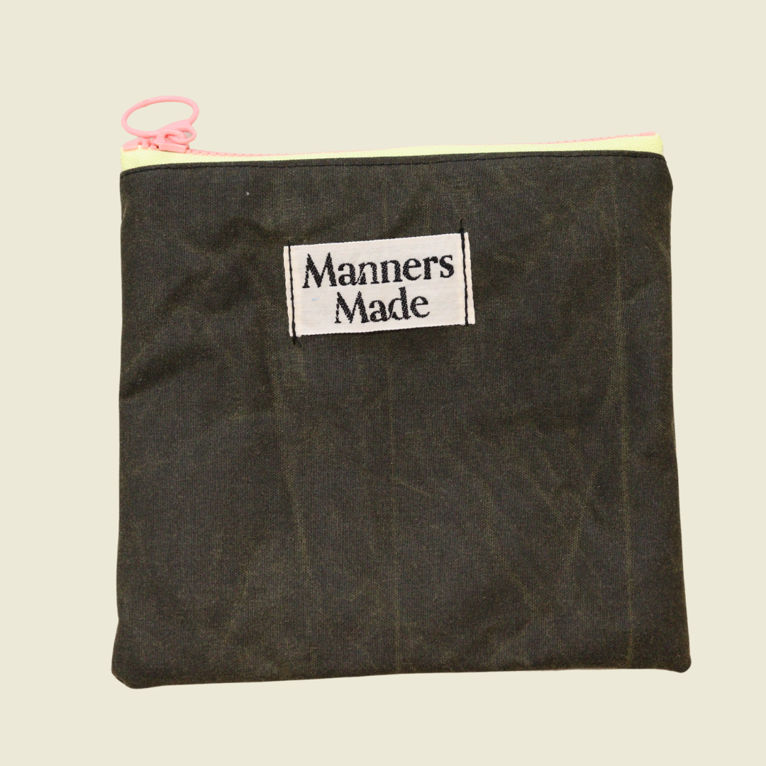 Square Pouch - Dark Green Waxed Canvas
