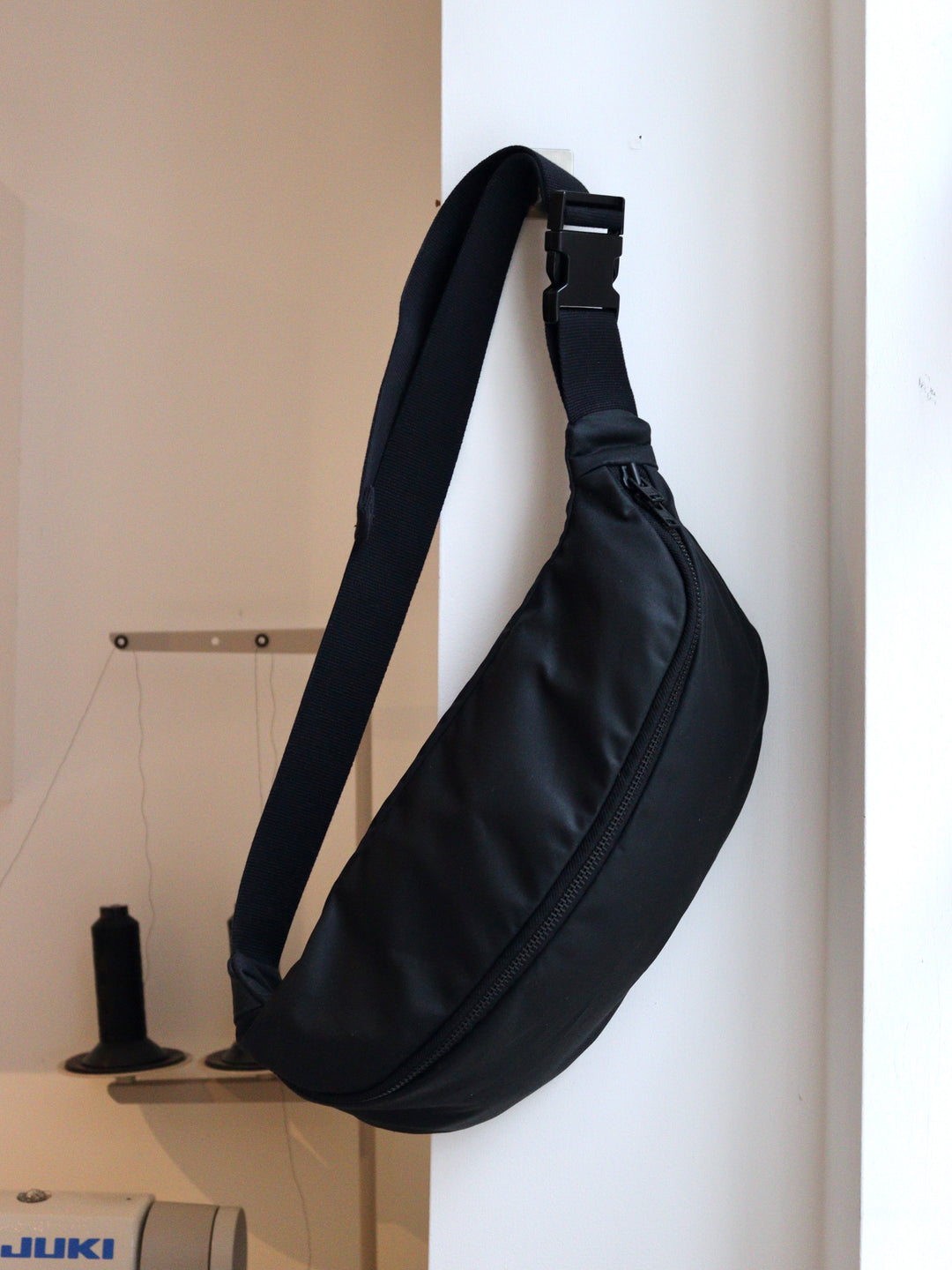 All-Black Waxed Canvas - Classic Crossbody Bag